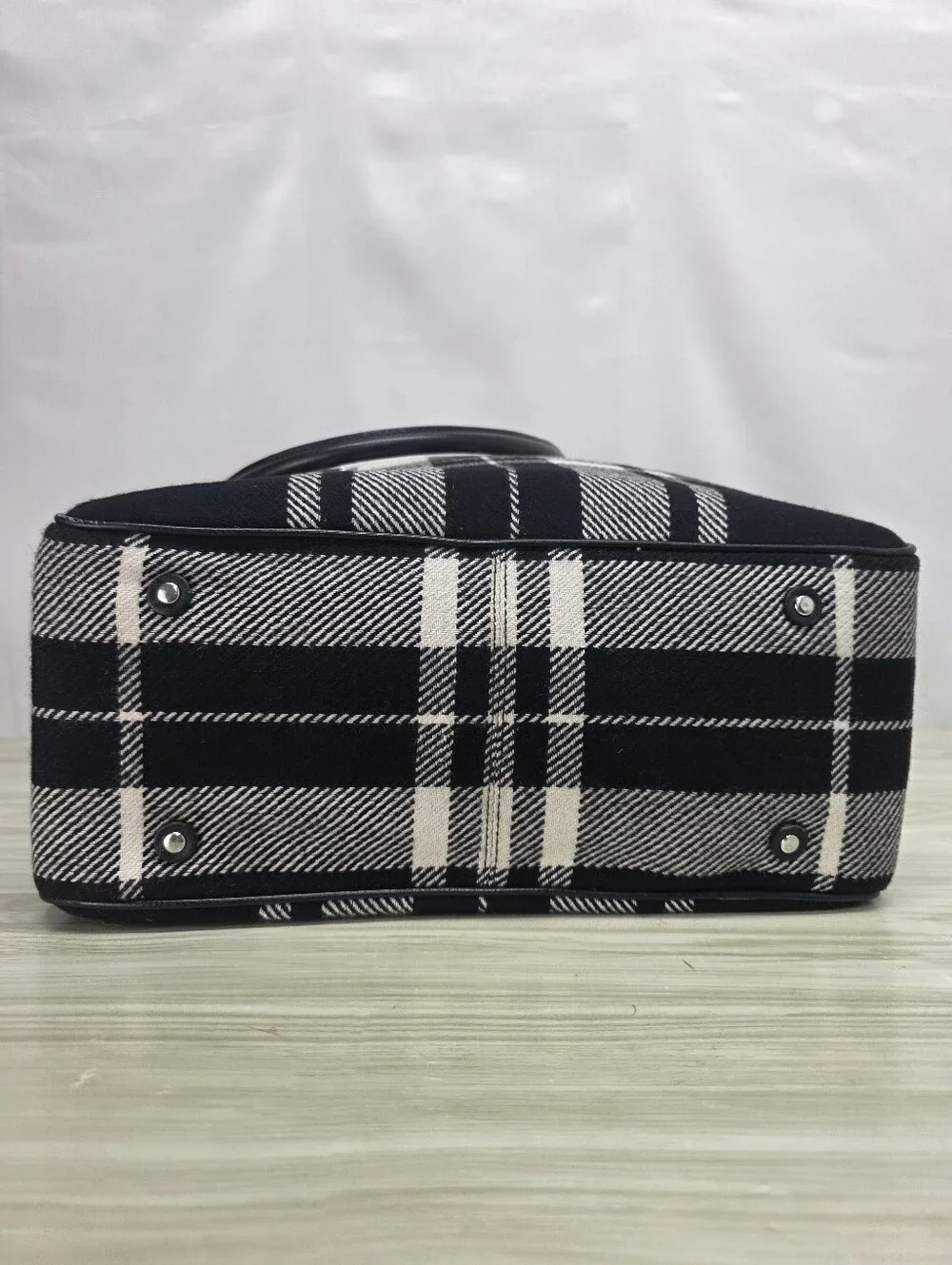 Banana Republic Black and White Plaid Structured Tote